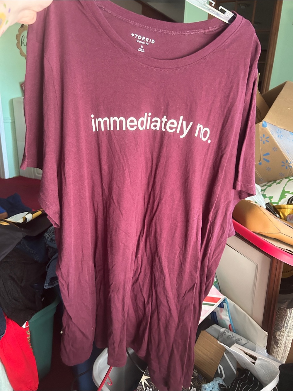torrid Maroon Graphic Tee with "immediately no." Print
